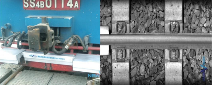 Come illustrato, il laser lineare e la telecamera industriale possono essere montati sulla parte anteriore di un treno in movimento.Mentre il treno avanza, catturano immagini ad alta definizione dei binari.